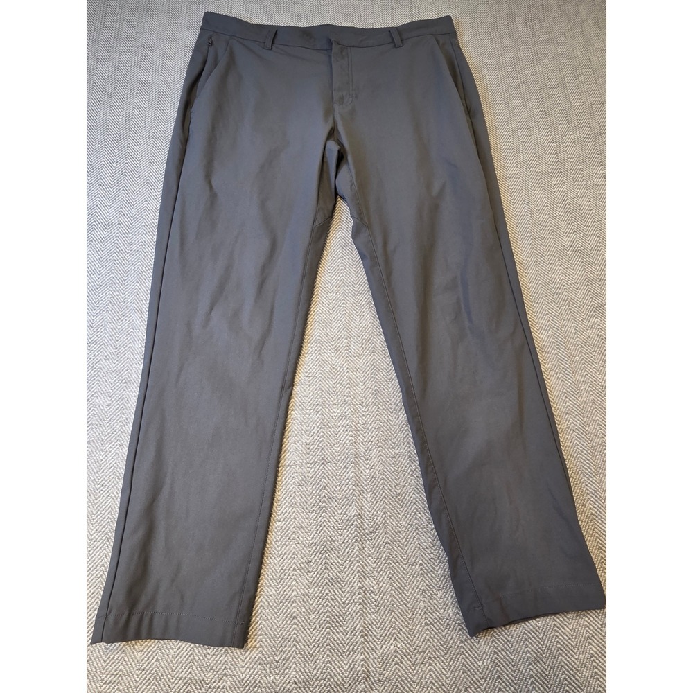 Fabletics Technical Active Pants Mens 38x29 Gray Stretch Flat Front Straight Leg